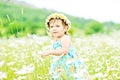 Girl runnung in field Royalty Free Stock Photo