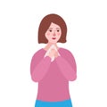 girl with a runny nose, woman caught a cold. Vector Illustration for printing, backgrounds, covers and packaging. Image