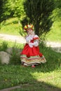 Girl in russian traditional folk clothes