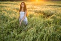 Girl in rye field Royalty Free Stock Photo