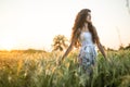 Girl in rye field Royalty Free Stock Photo