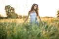 Girl in rye field Royalty Free Stock Photo