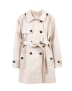 Girl`s beige cotton coat isolated on white.Fashion clothes.Outwear