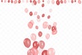 Girl`s birthday. Composition of vector realistic red balloons isolated on transparent background. Balloons isolated. For
