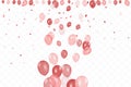 Girl`s birthday. Happy Birthday Background With red Balloons And Confetti. Celebration Event Party. Multicolored. Vector Royalty Free Stock Photo