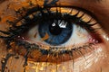 a girl\'s eye in close-up decorated with paint Royalty Free Stock Photo