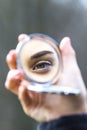 Girl's eye in compact mirror