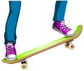 Girl's legs riding a skateboard