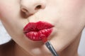 Girl's lips zone makeup