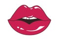 Girl\'s open mouth. Facial expression. Vector illustration of sexy woman\'s glossy lips. Isolated