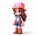 Charming Voxel Art: Abigail, The Pixellated Girl With Hat And Boots