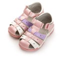 Girl's pink sandals on white background Royalty Free Stock Photo