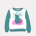 Girl`s sweatshirt with print cartoon hippo