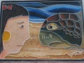 The girl with the sad eyes and the turtle, Kuala Terengganu, Malaysia