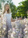 Girl at sage field Royalty Free Stock Photo