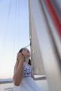 Girl on sailboat Royalty Free Stock Photo