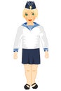 Girl sailor on white background is insulated