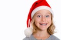 Girl with Santa- cap is grining Royalty Free Stock Photo