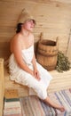 Girl in sauna Royalty Free Stock Photo