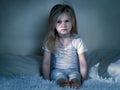 The girl scared. The concept of children`s fears, nightmares, sleep