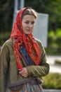 Girl in a scarf and an old Russian costume of the 19th century