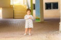 Girl At School Playground On First Day In September. Royalty Free Stock Photo