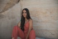 Girl scout posing for photos in the abandoned marble mine in CuatrociÃÂ©negas, Coahuila, Mexico. Royalty Free Stock Photo