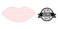 Grunge Girl Ribbon Seal and Mesh Network Smile Lips