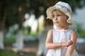 Girl scratches her hand from a mosquito bite Royalty Free Stock Photo