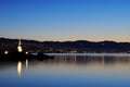 Girl with Seagull with Rijeka in the Background Royalty Free Stock Photo