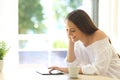 Girl searching information in a tablet