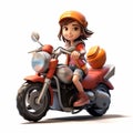 3d Zoey: Female Girl Rider On Motorcycle - Uhd Image