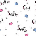 Girl selfie vector seamless pattern