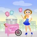 Girl sells cotton candy