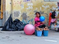 Girl sells potatoes the market, Ecuador Royalty Free Stock Photo