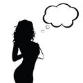 Girl sensual with speech bubble silhouette illustration