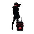 Girl sensual with travel bag woman face illustration