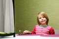 Girl setting table Royalty Free Stock Photo