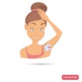 Girl shaving her armpits color flat icon for web and mobile design Royalty Free Stock Photo