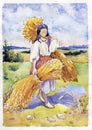 Girl with sheaves