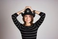 Girl in a sheriff hat Royalty Free Stock Photo