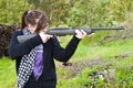 Girl shooting airgun Royalty Free Stock Photo