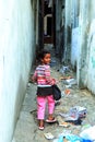 Girl with shopping bag in the street of Ramallah Royalty Free Stock Photo