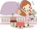 girl with shopping bags and gift boxes. Vector illustration decorative design Royalty Free Stock Photo