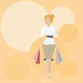 Girl with shopping bags, ginger lovely woman Royalty Free Stock Photo
