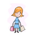 Girl with Shopping Bags