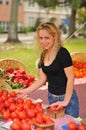 Girl Shopping at farmer's Market Royalty Free Stock Photo