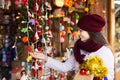 Girl shopping at festive fair