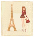Girl Shopping in Paris Royalty Free Stock Photo