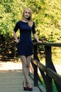 A girl in a short dress Royalty Free Stock Photo